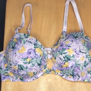 Like New Victoria's Secret Push-up Freedom Cloud Purple Floral Bra, Sz. 38D.